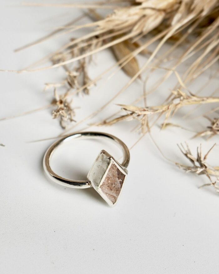 Rainbow Lattice 925 Sterling Silver Ring- "Liza"