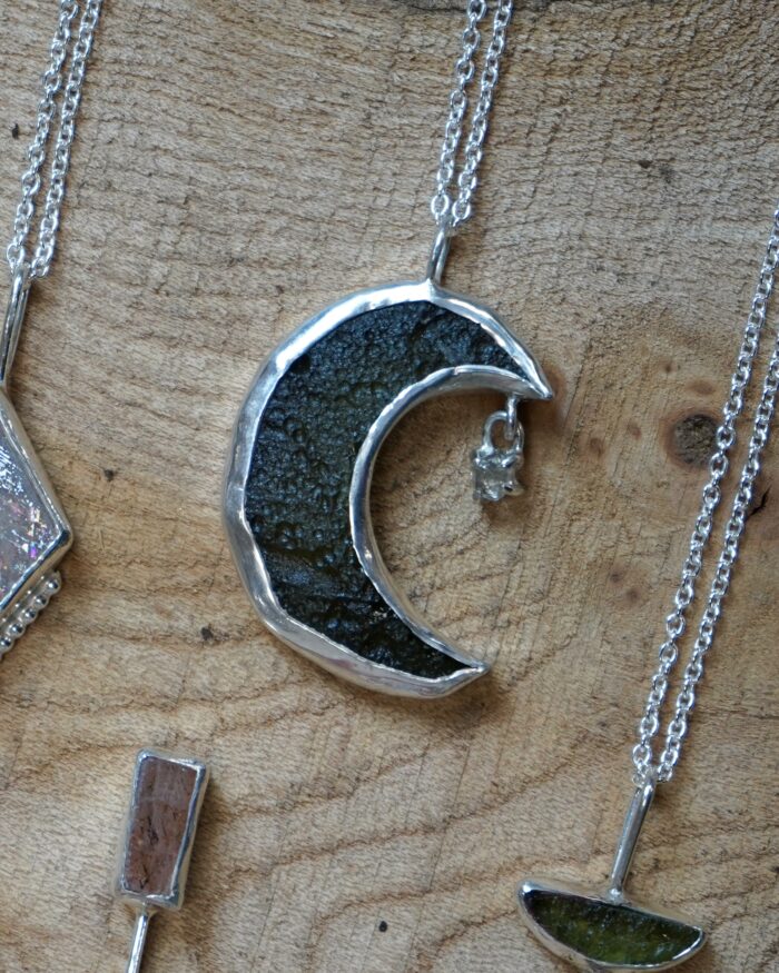Moldavite Pendant with Ocean Diamond