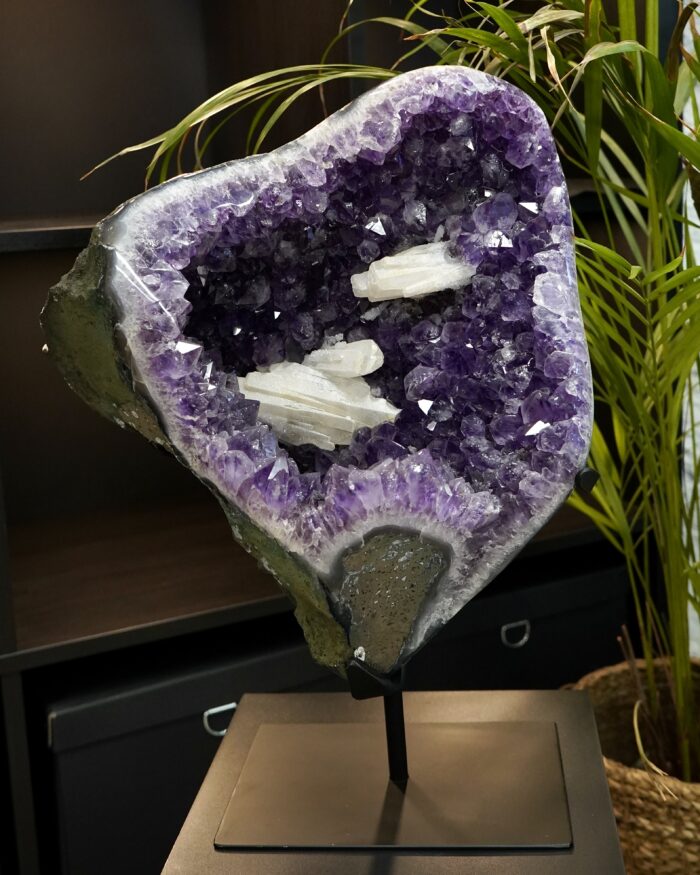 Amethyst with Calcite on Stand - Brazil