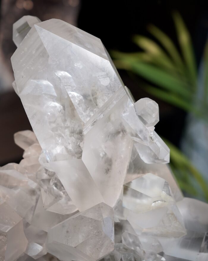 XL Lemurian Quartz With Rutile On Spinning Stand