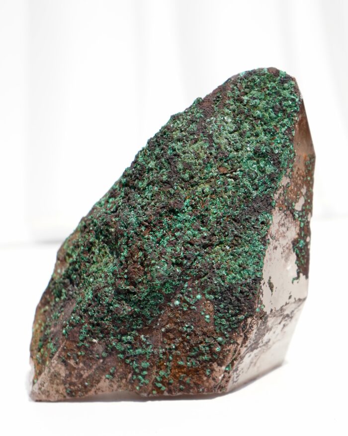 Brochantite on Smokey Quartz