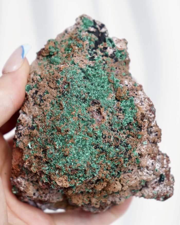 Brochantite on Smokey Quartz