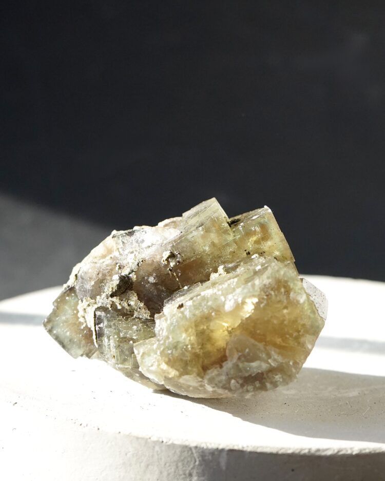 Yellow Fluorite with Pyrite - El Hammam