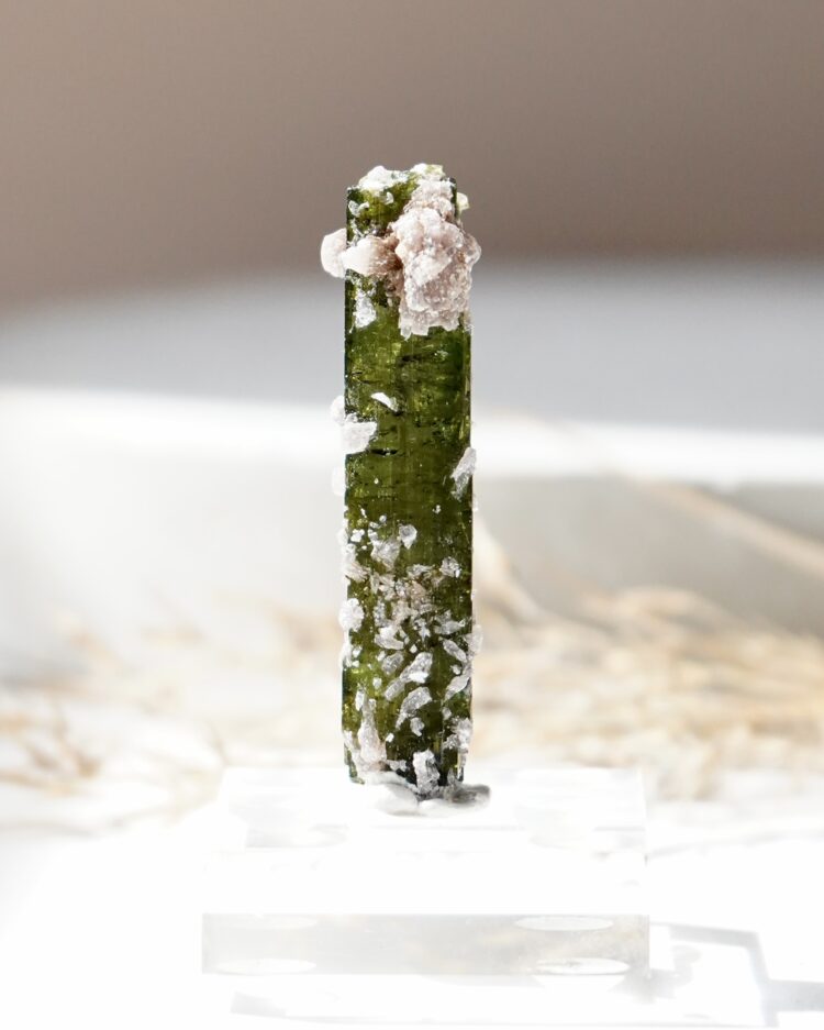 green tourmaline and lepidolite