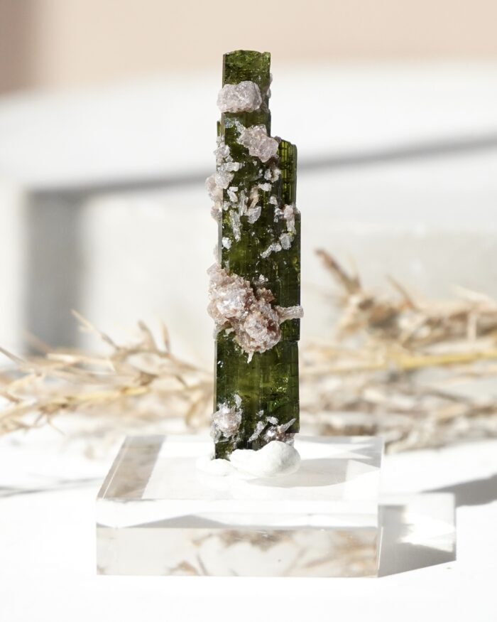 green tourmaline and lepidolite