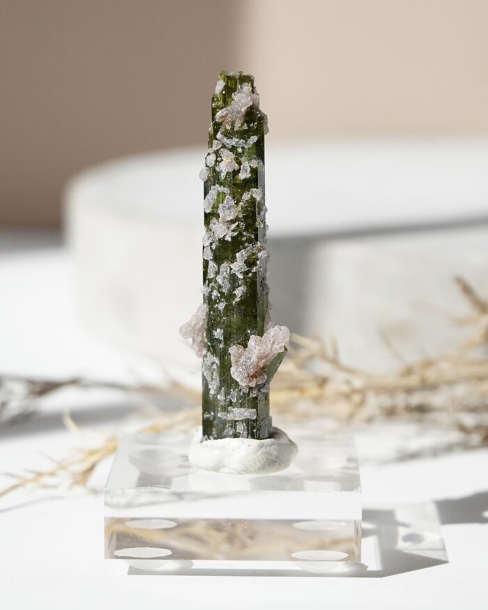 green tourmaline and lepidolite