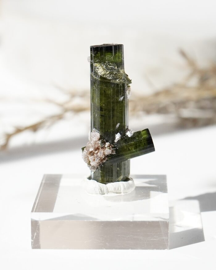 green tourmaline and lepidolite