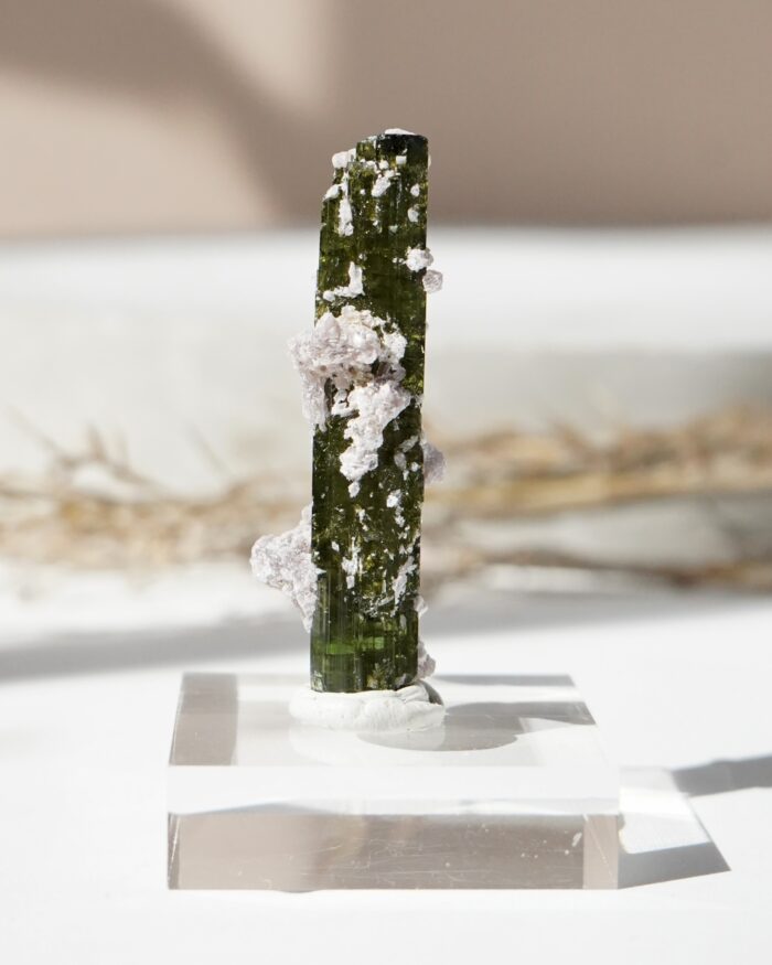 green tourmaline and lepidolite