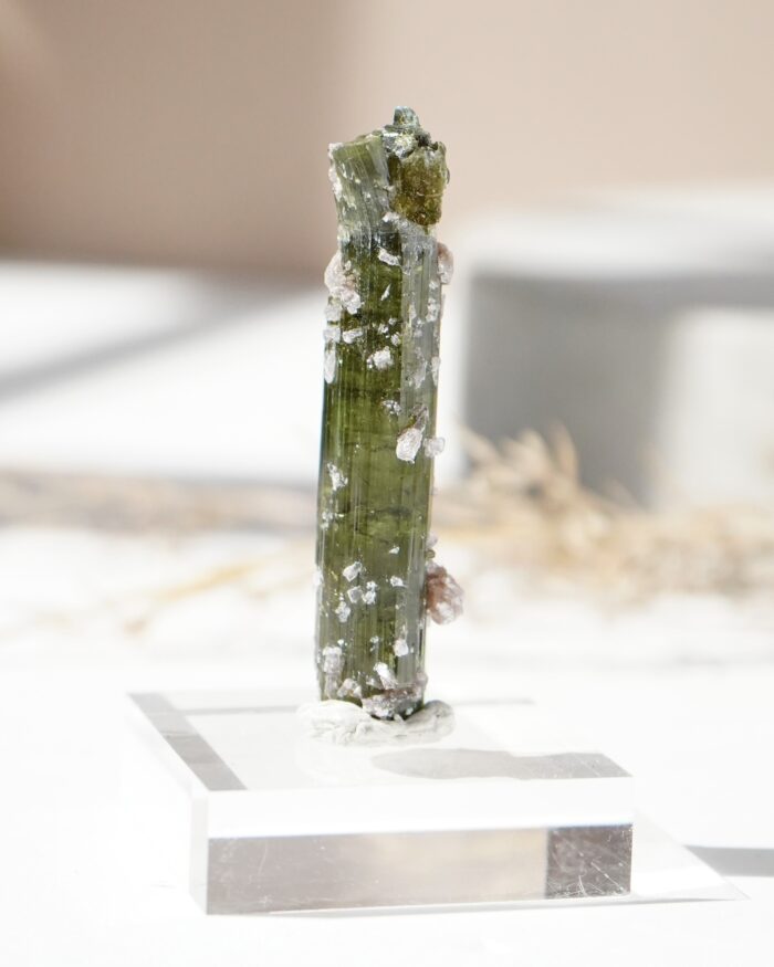 green tourmaline and lepidolite