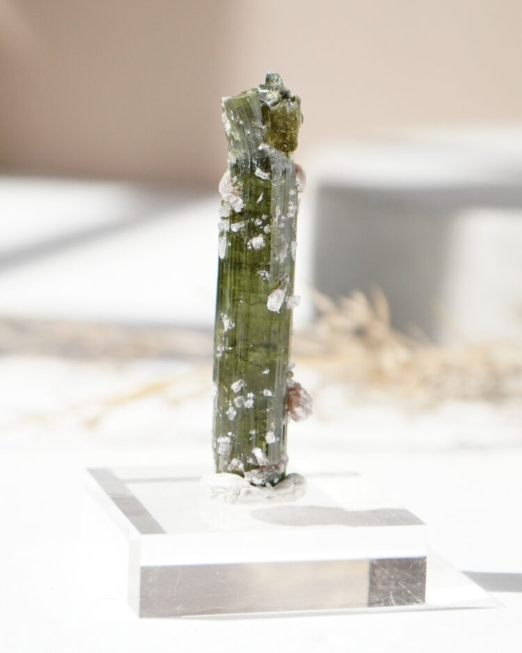 green tourmaline and lepidolite