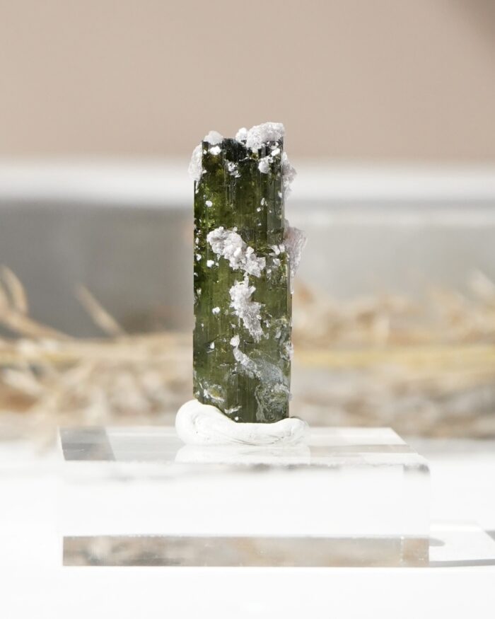 green tourmaline and lepidolite