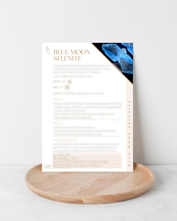 Blue Moon Selenite Property Card
