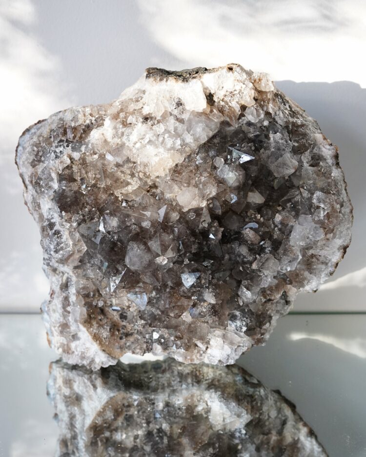 Large Goethite included Lilac Amethyst with Calcite and Quartz